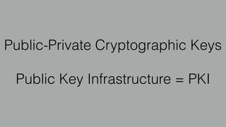 Public-Private Cryptographic Keys
Public Key Infrastructure = PKI
 