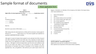 Sample format of documents
i. Share application form
 