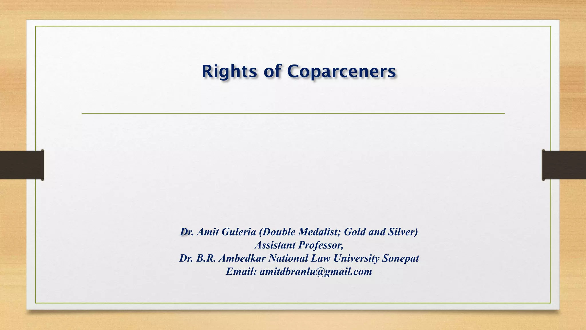 Coparceners Rights of Coparceners | PDF