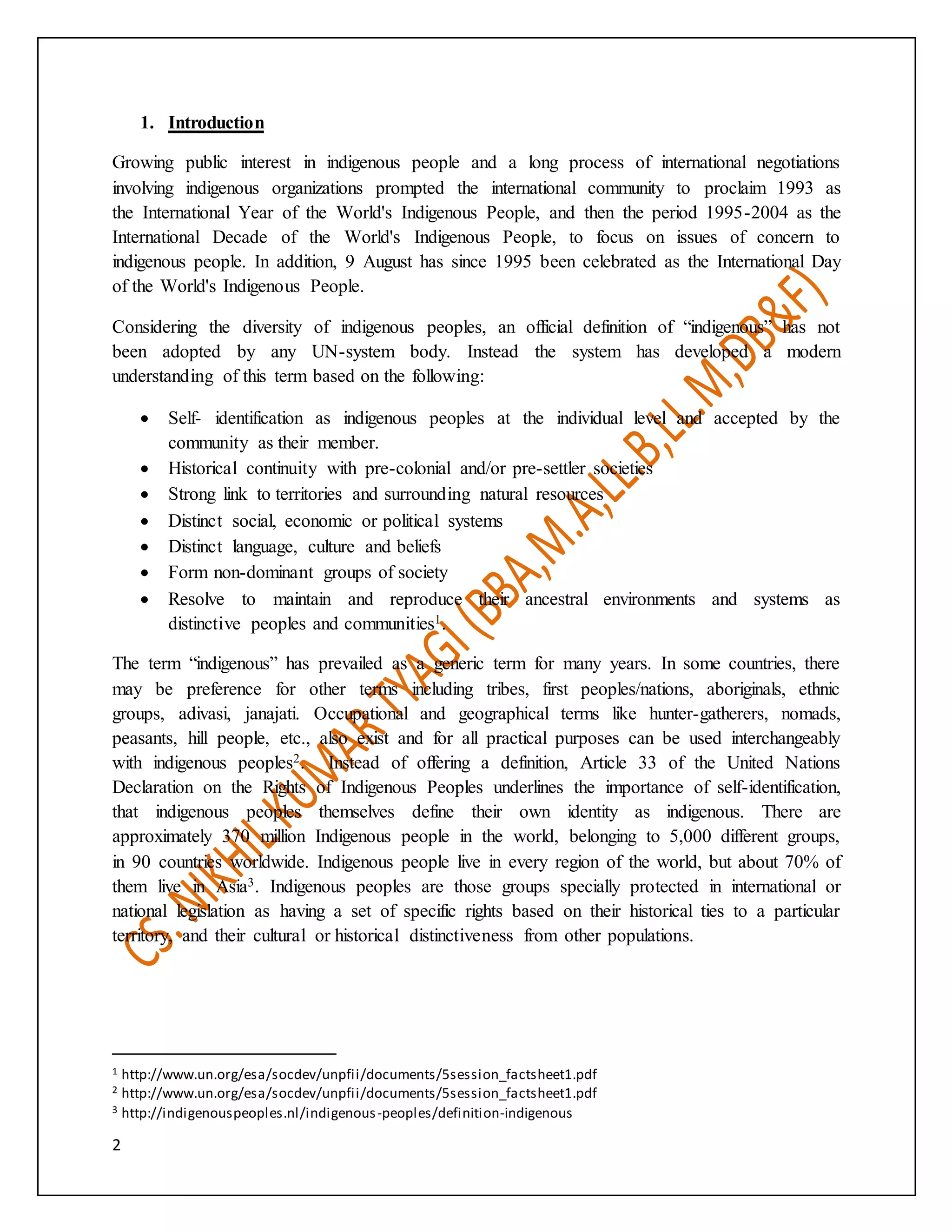 Rights of indigenous people | DOCX