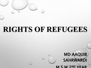 RIGHTS OF REFUGEES
MD AAQUIB
SAHRWARDI
ND
 