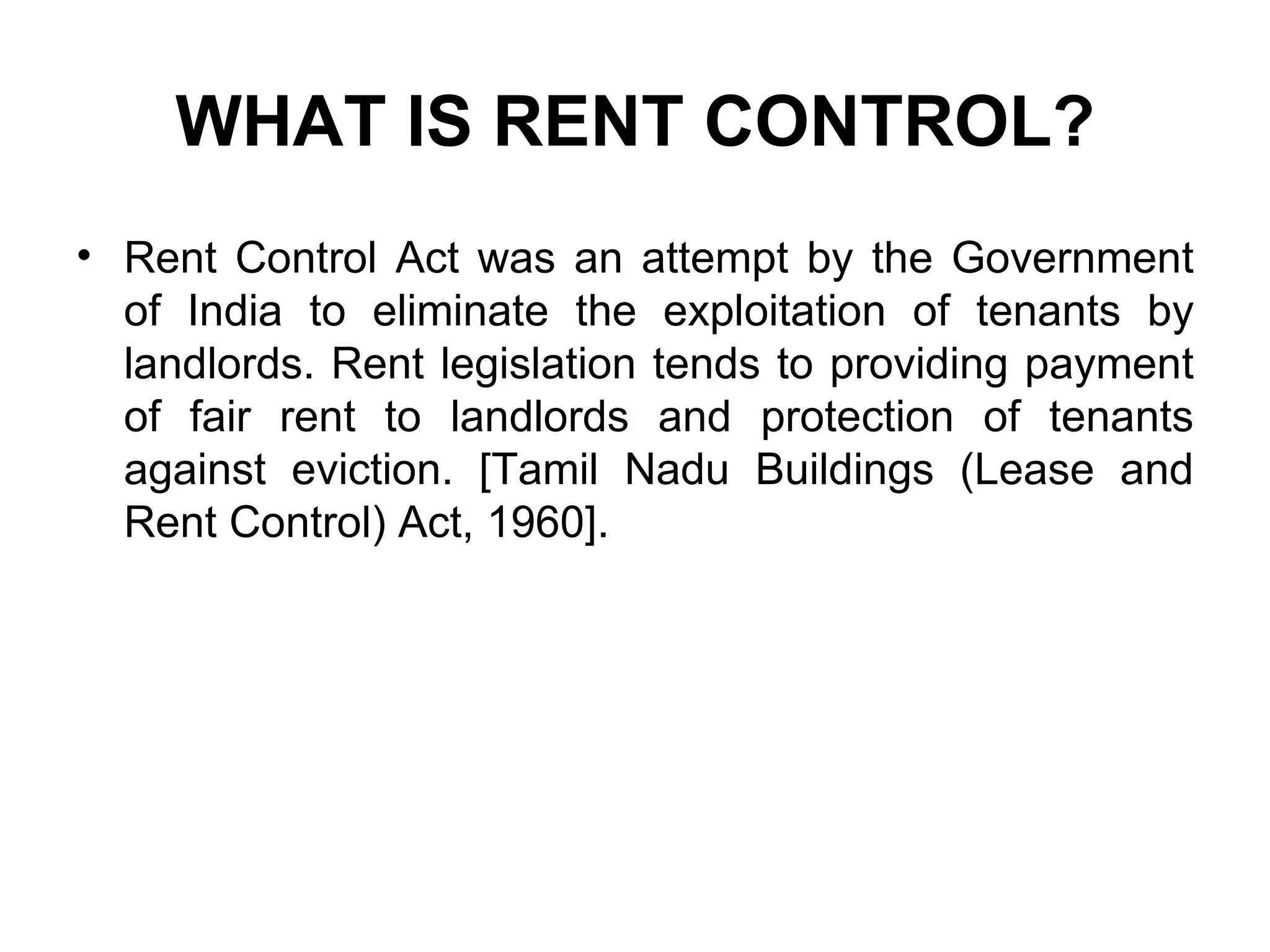 Rights of tenants under tamilnadu rent control act | PPT