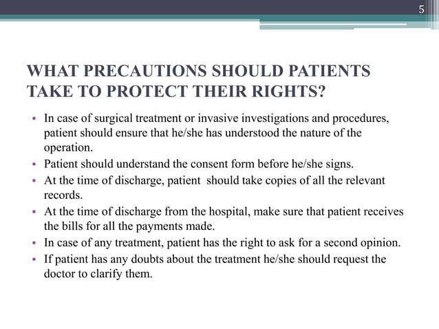 Rights of the patient | PPTX | First Aid | Injuries
