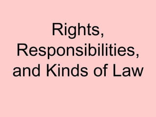 Rights, Responsibilities, and Kinds of Law 