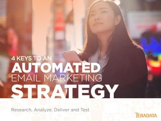 4 KEYS TO AN
STRATEGY
AUTOMATED
EMAIL MARKETING
Research, Analyze, Deliver and Test
 