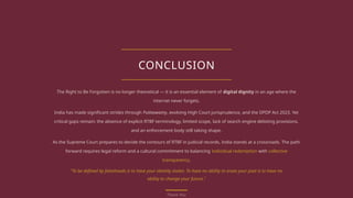 Right to Be Forgotten in India: Legal and Global Perspectives on ...