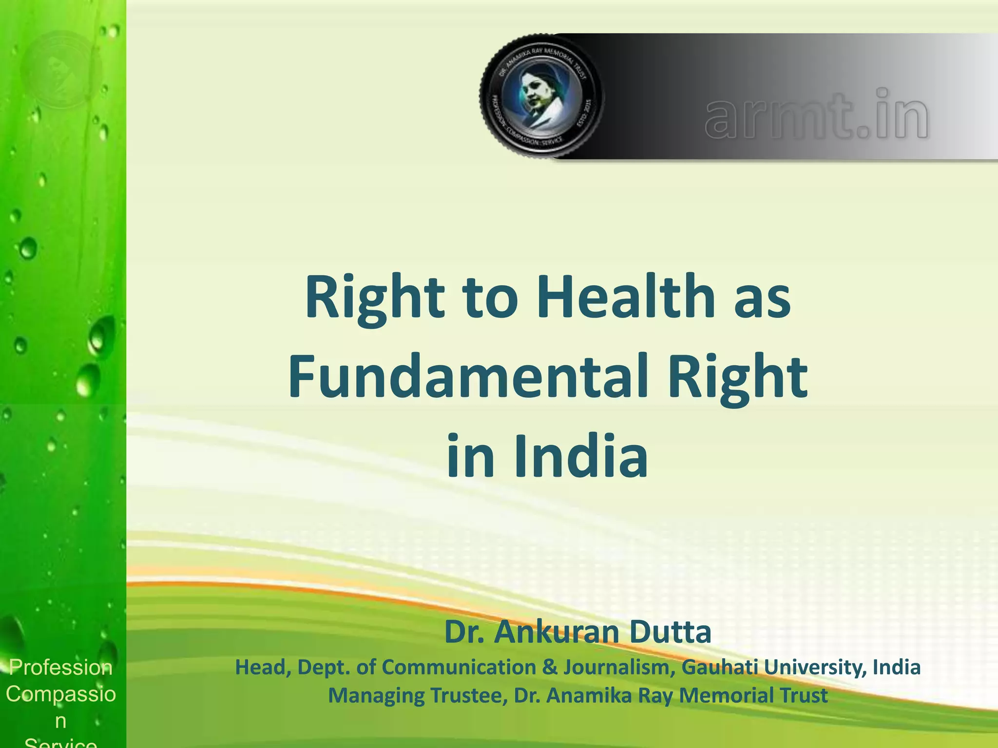 Fundamental Health Rights Animation Right to Health as Fundamental Right in India | PPTX