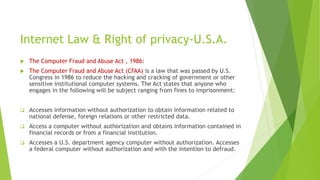 Restrected Computer Right to privacy on internet and Data Protection | PPTX