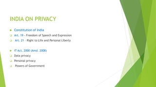 Right to privacy on internet and Data Protection | PPTX
