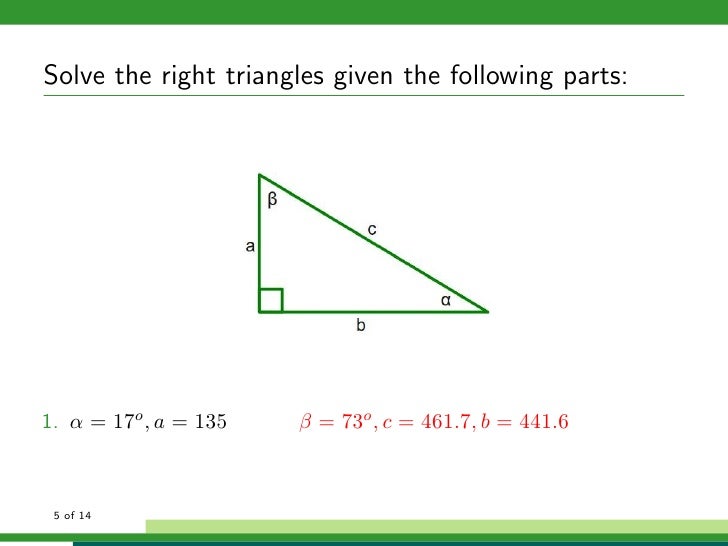 solve right angled triangle problems
