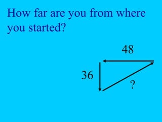 How far are you from where
you started?
48
36
?
 