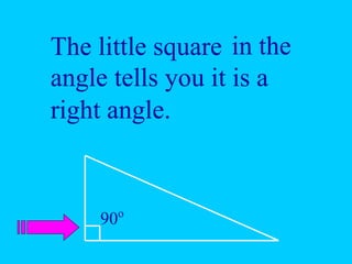 The little square
90o
in the
angle tells you it is a
right angle.
 