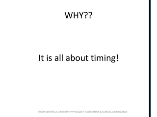 RIGHT VENTRICLE ANATOMY,PHYSIOLOGY, ASSESSMENT & CLINICAL SIGNIFICANCE
WHY??
 