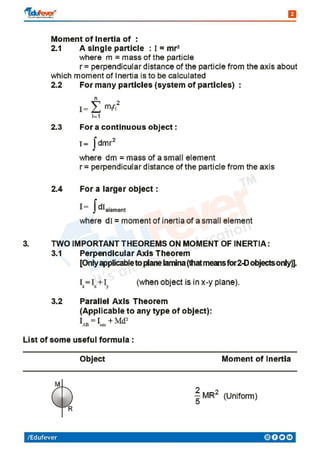 Rigid Body Dynamics - Physics Revision Notes | PDF
