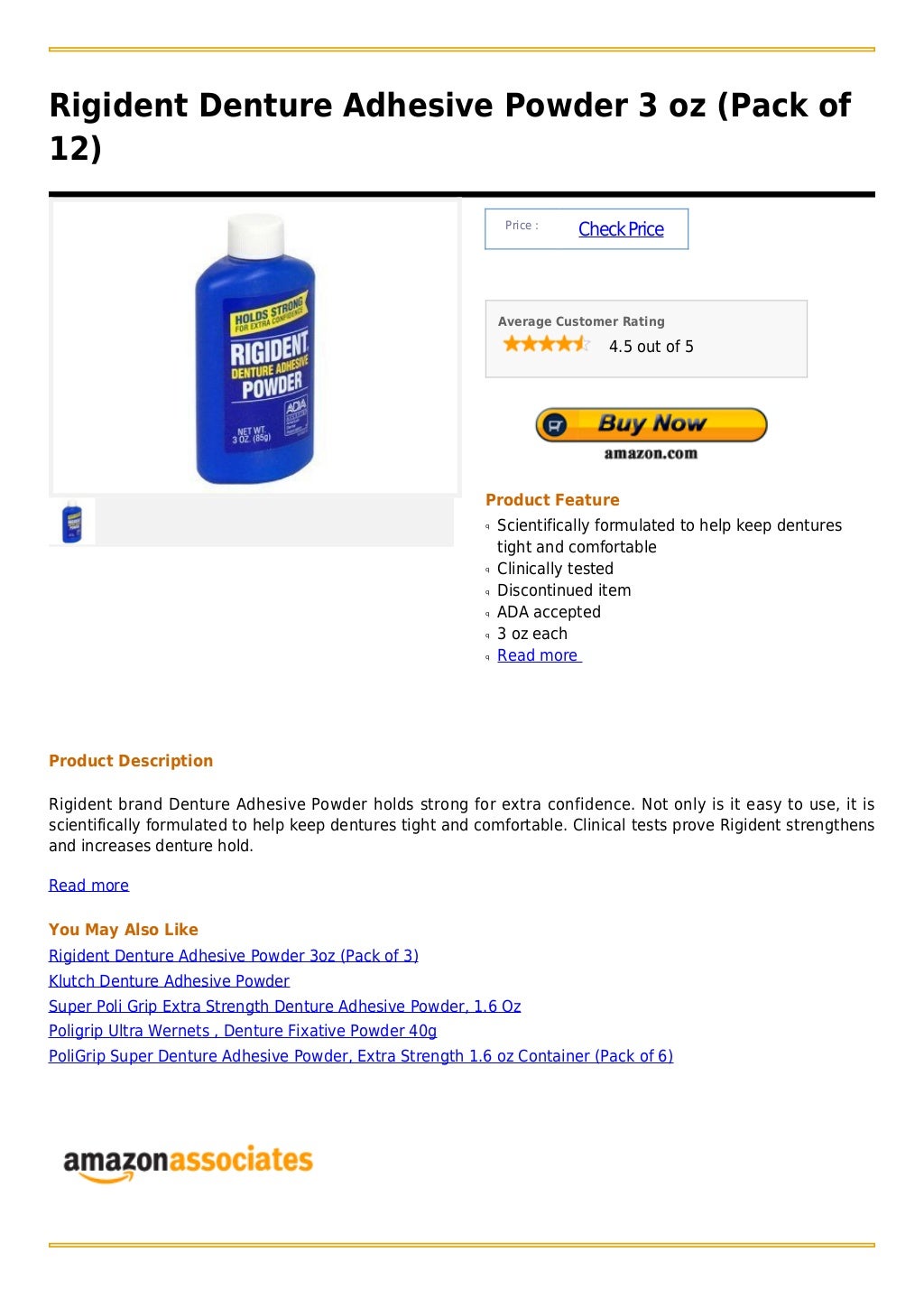 Rigident denture adhesive powder 3 oz (pack of 12)