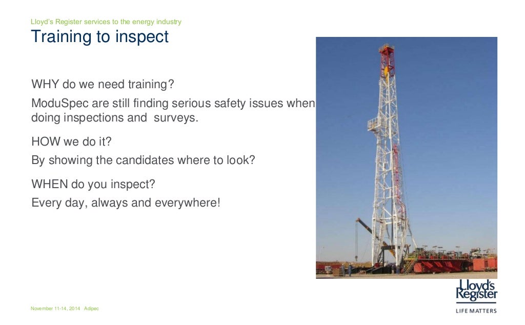 Overview Rig inspection training