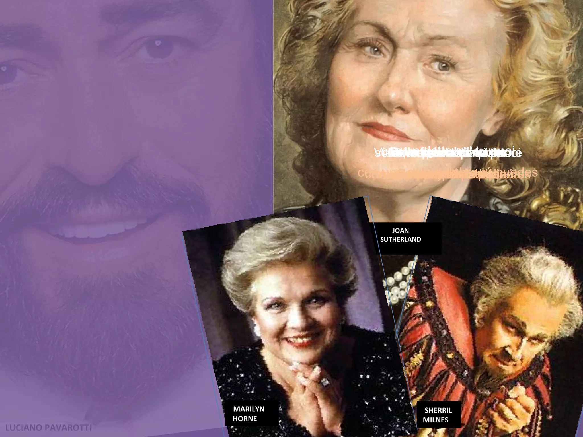 LUCIANO PAVAROTTI JOAN SUTHERLAND JOAN SUTHERLAND SHERRIL  MILNES MARILYN  HORNE Bella figlia dell'amore Bella hija del amor schiavo son de' vezzi tuoi esclavo soy de tu belleza con un detto sol tu puoi con una sola palabra tú puedes le mie pene consolar mis penas consolar Vieni, e senti del mio core Ven, y oye de mi corazón il frequente palpitar su apurado palpitar con un detto sol tu puoi con una sola palabra puedes le mie pene consolar mis penas consolar 