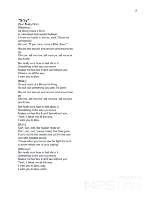 Rihanna Hit Lyrics