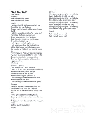 Rihanna Hit Lyrics