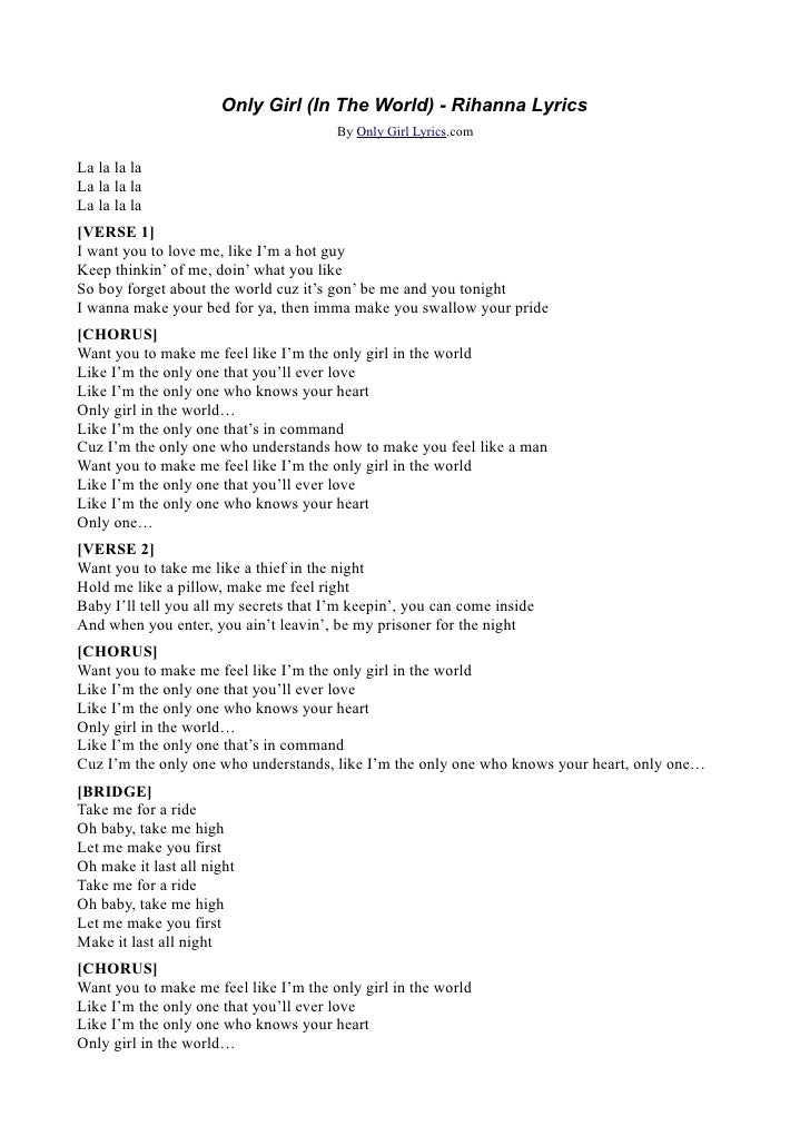 Rihanna - Only Girl Lyrics