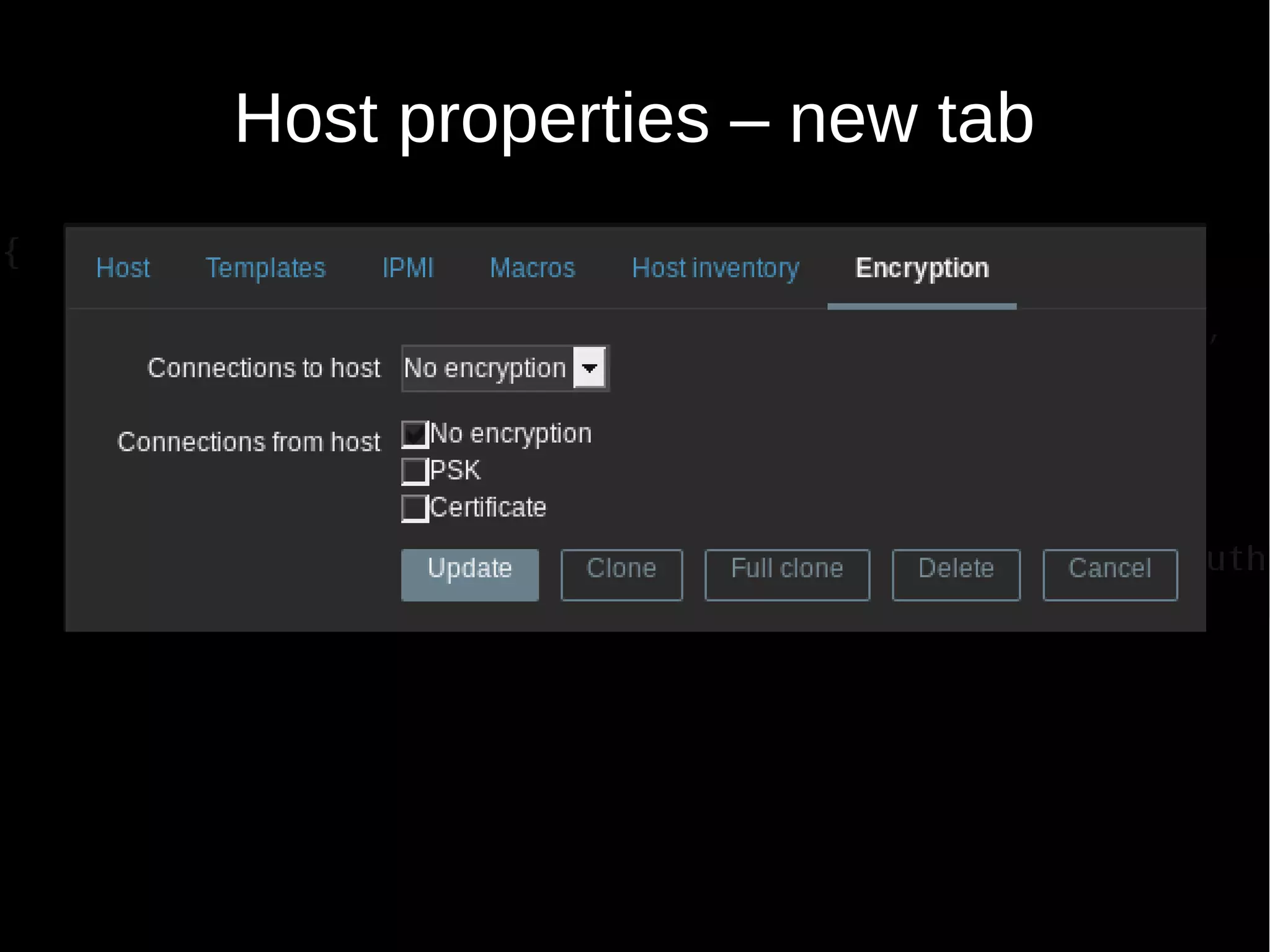 Host properties – new tab
 