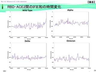 64
RBD-ACE2間のIFIE和の時間変化
Ref.; K. Akisawa et al., to be submitted.
2022/6/14
Wild Type Alpha
Delta Omicron
【富岳】
 