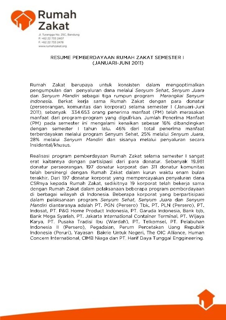 Resume Pemberdayaan Rumah Zakat Semester 1