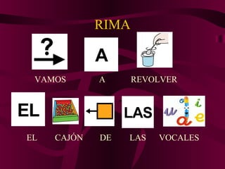 RIMA
VAMOS A REVOLVER
EL CAJÓN DE LAS VOCALES
 