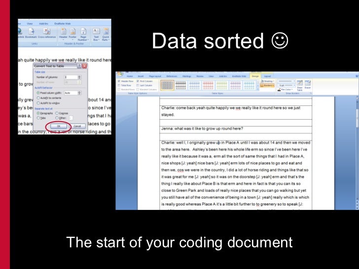 Working with Word for Qualitative Data Analysis