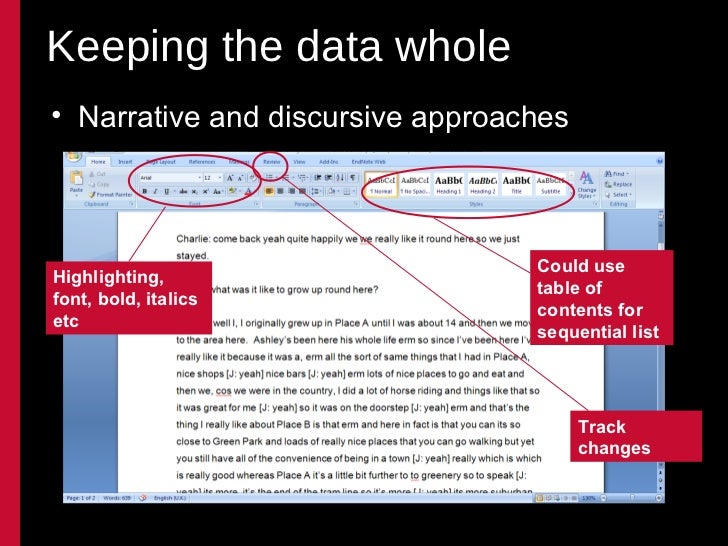 Working with Word for Qualitative Data Analysis