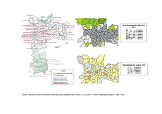 Fonte: Estado do Meio Ambiente Informes GEO cidade de São Paulo, 2/12/2004, in www.matatlantica.org.br, maio .2007
 