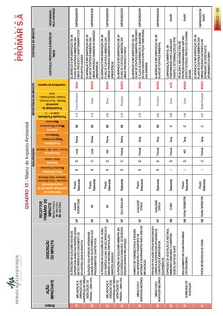 QUADRO 10 - Matriz de Impacto Ambiental




                                          RIMA/C - 65
 