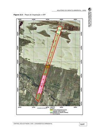 RELATÓRIO DE IMPACTO AMBIENTAL - RIMA
CENTRAL EÓLICA TRAIRI LTDA. | DIAGNÓSTICO AMBIENTAL
3.17
Figura 3.5 – Mapa de Vegetação x APP
 