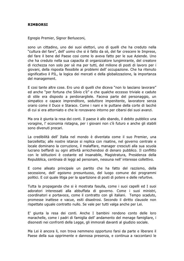 Lettera a berlusconi indirizzo