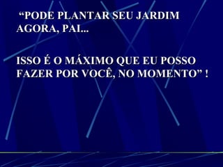 “ PODE PLANTAR SEU JARDIM AGORA, PAI... ISSO É O MÁXIMO QUE EU POSSO FAZER POR VOCÊ, NO MOMENTO” ! 
