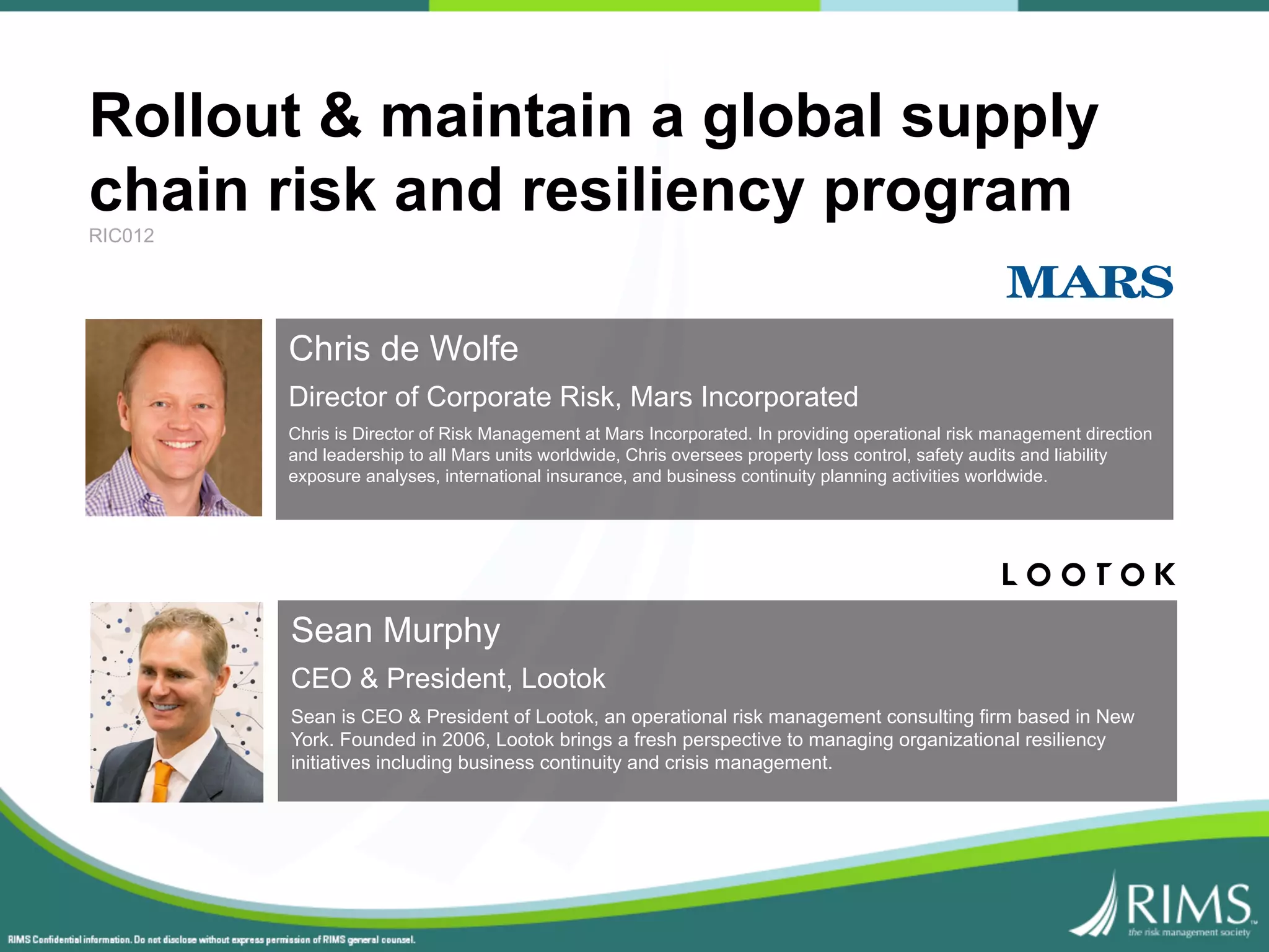 Rims 2016 Global supply chain risk and resiliency | PDF | Logistics ...