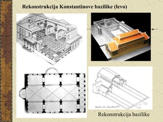 Rekonstrukcija Konstantinove bazilike (levo) Rekonstrukcija bazilike 