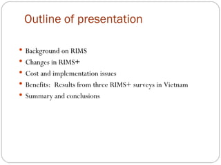 RIMS+ surveys: A tool for project design and evaluation | PPT