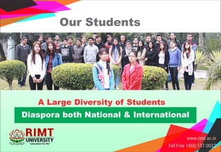 Our Students
A Large Diversity of Students
Diaspora both National & International
 