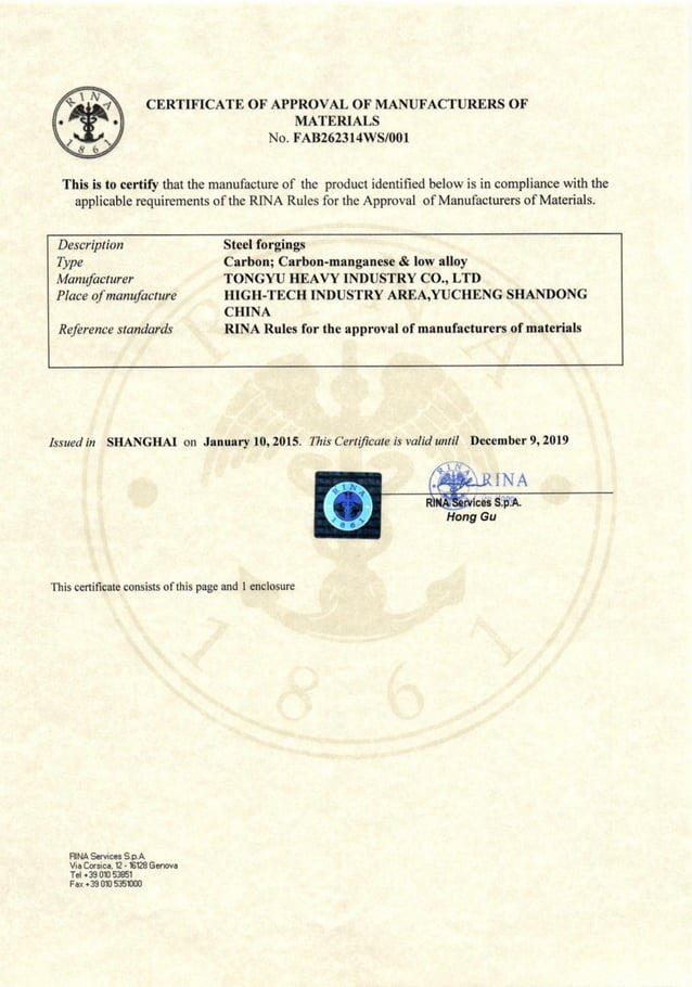 Italy Rina Certificate | PDF