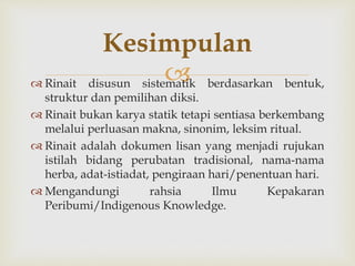 Contoh Rinait Rinait bahasa keramat dusunik | PPTX