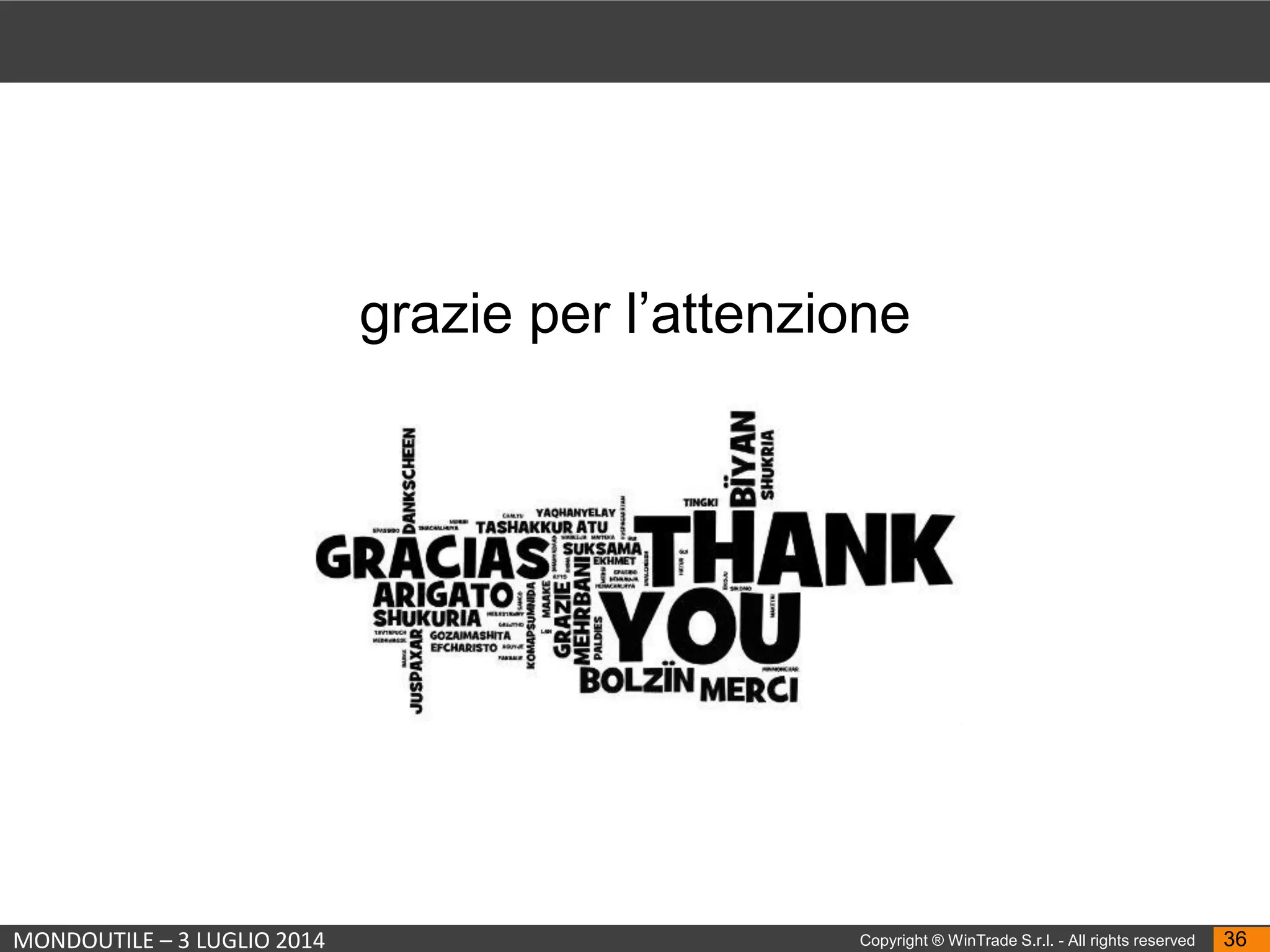 MONDOUTILE – 3 LUGLIO 2014 Copyright ® WinTrade S.r.l. - All rights reserved 36
grazie per l’attenzione
 