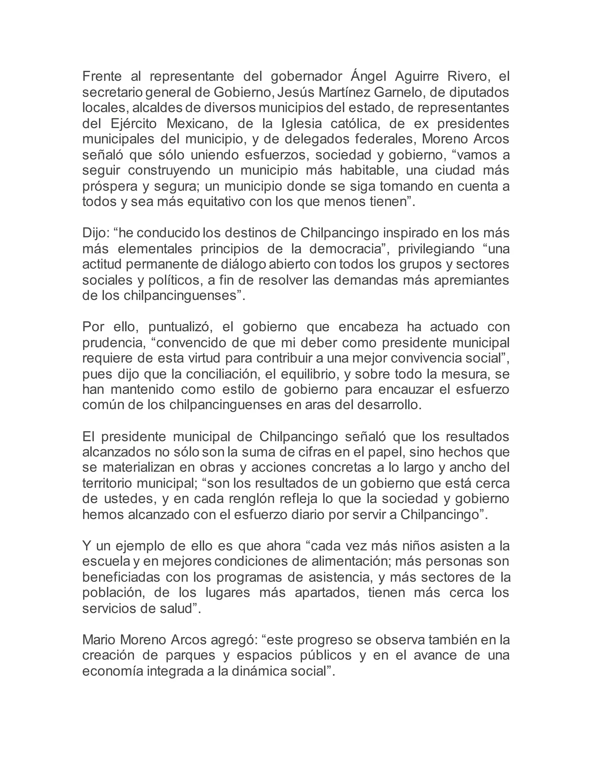 Mario Moreno Arcos rinde su Segundo Informe de Gobierno PDF