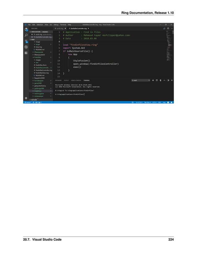 Ring Documentation, Release 1.10 20.7. Visual Studio Code 224 