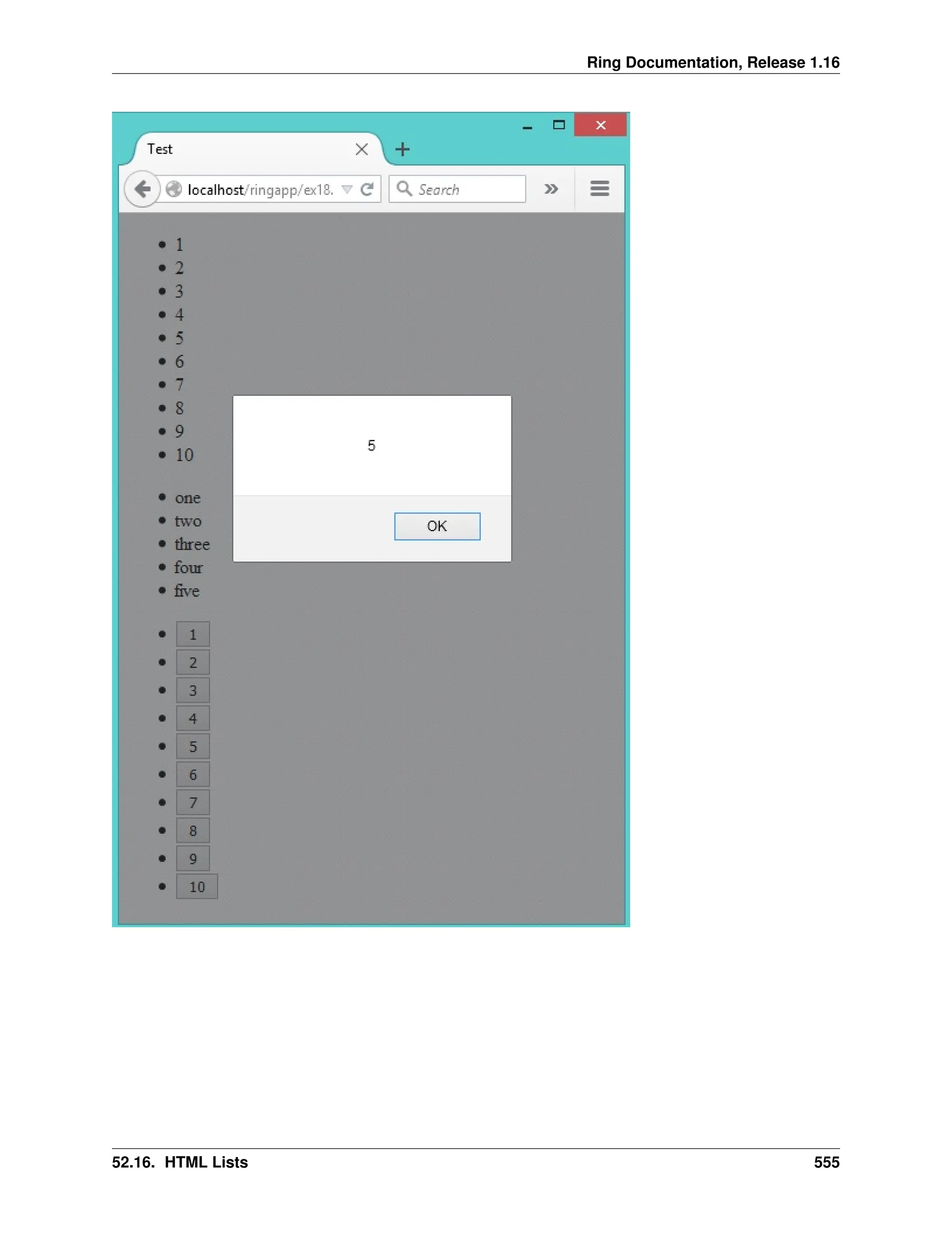 Ring Documentation, Release 1.16 52.16. HTML Lists 555 