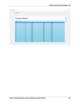 Ring Documentation, Release 1.16
45.63. Creating Reports using the WebLib and the GUILib 461
 