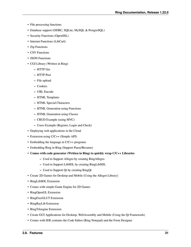 The Ring programming language - Version 1.22 documentation | PDF