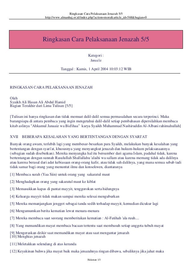 Ringkasan Cara Pelaksanaan Jenazah 5 5
