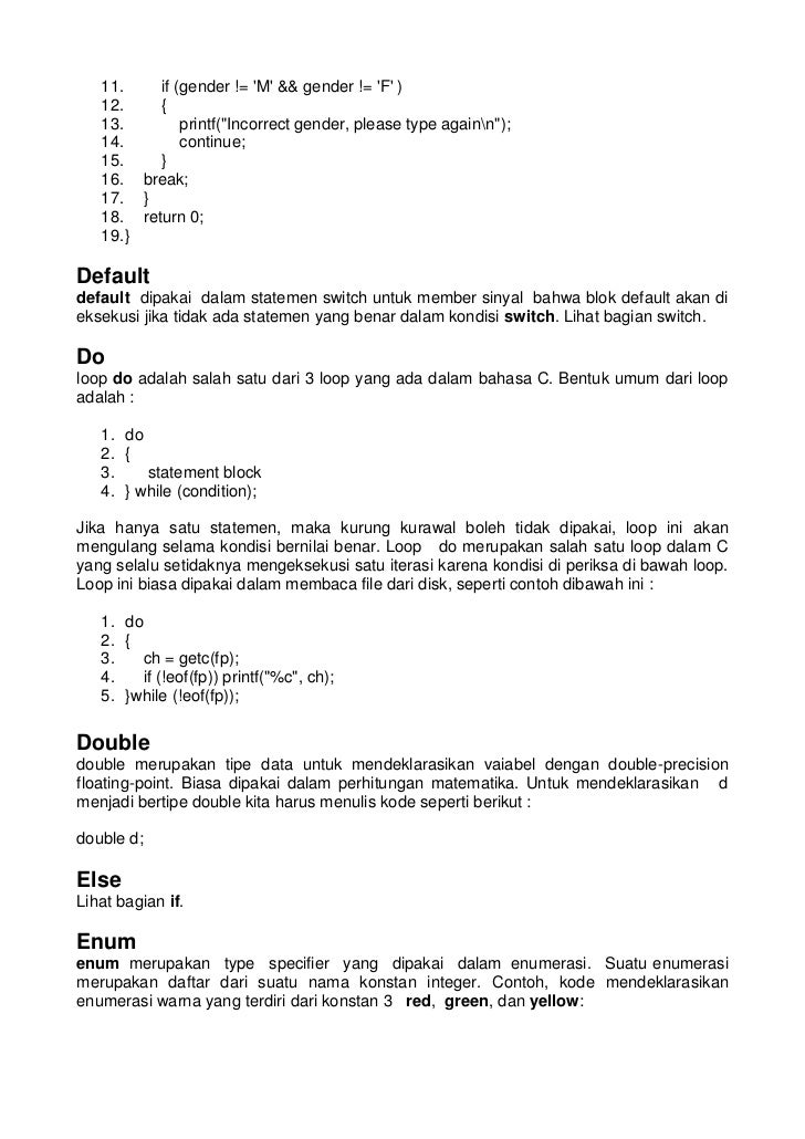 Ringkasan 32 Keyword Dalam C