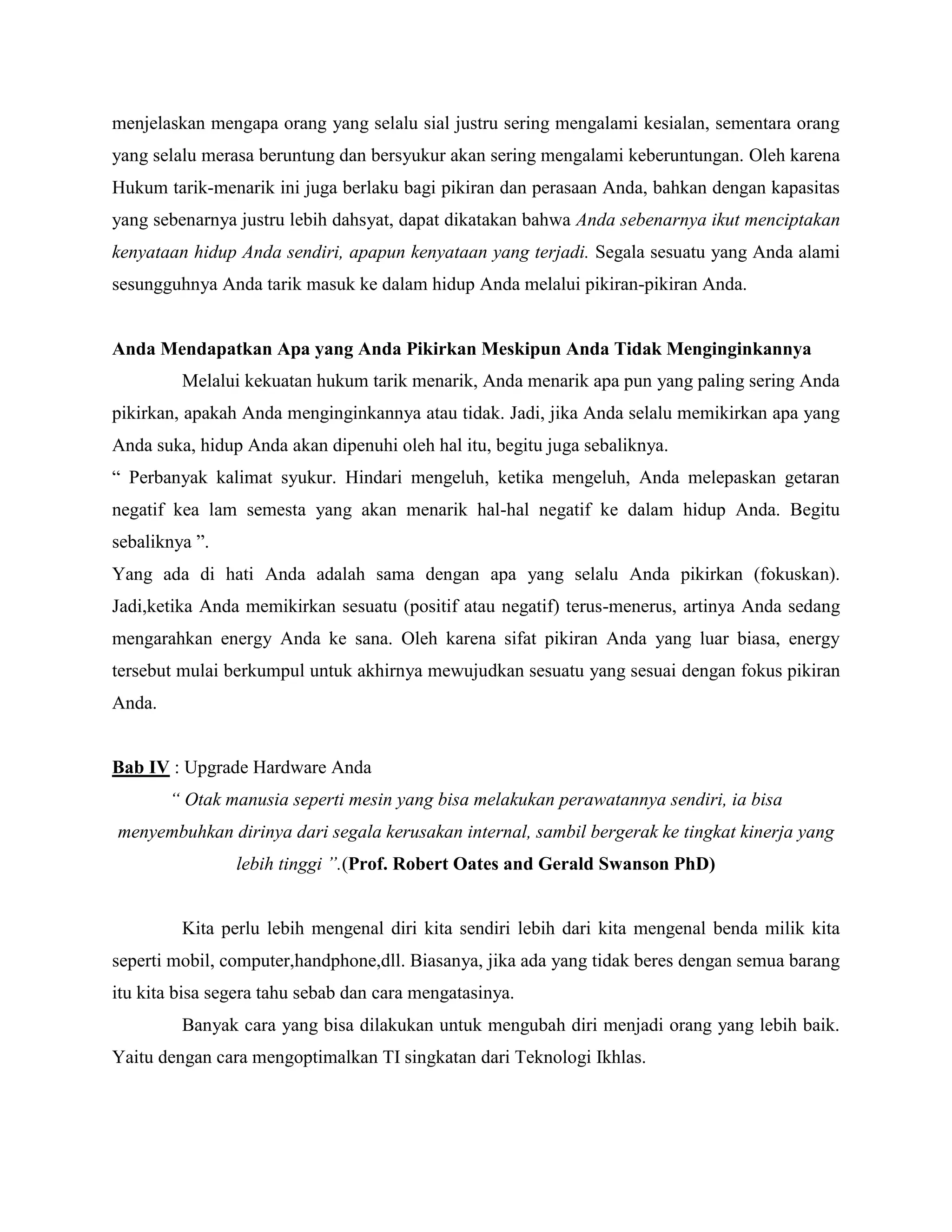 Ringkasan dari cerita quantum ikhlas | DOCX
